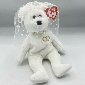 Ty Vintage 2001 Beanie Babies Mrs. Bride Wedding Bear Beanie Baby Plush Bear